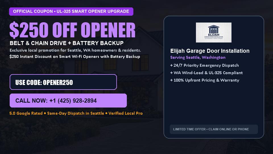 $250 OFF Smart Wi-Fi Garage Door Opener Installation in Seattle, WA - Elijah Garage Door Installation