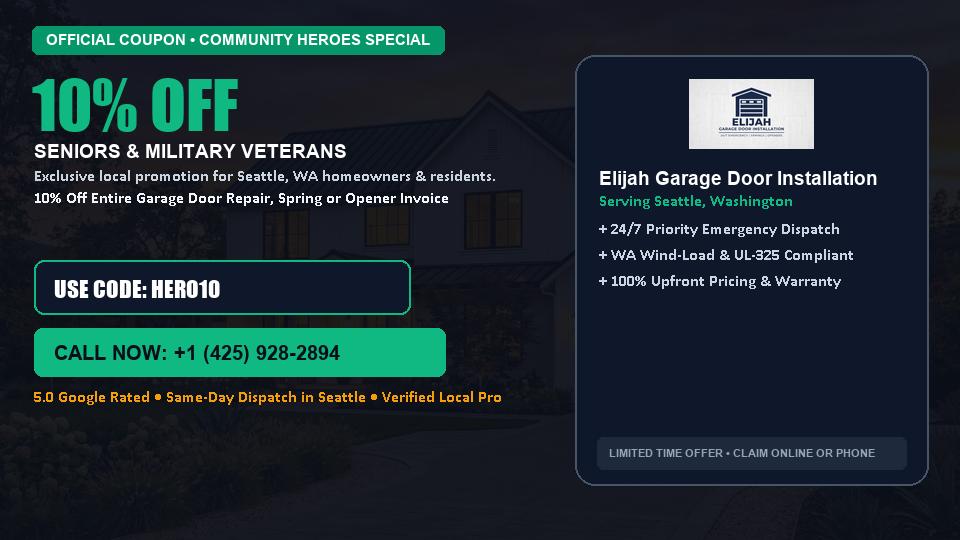 10% OFF Senior, Military & First Responder Discount in Seattle, WA - Elijah Garage Door Installation